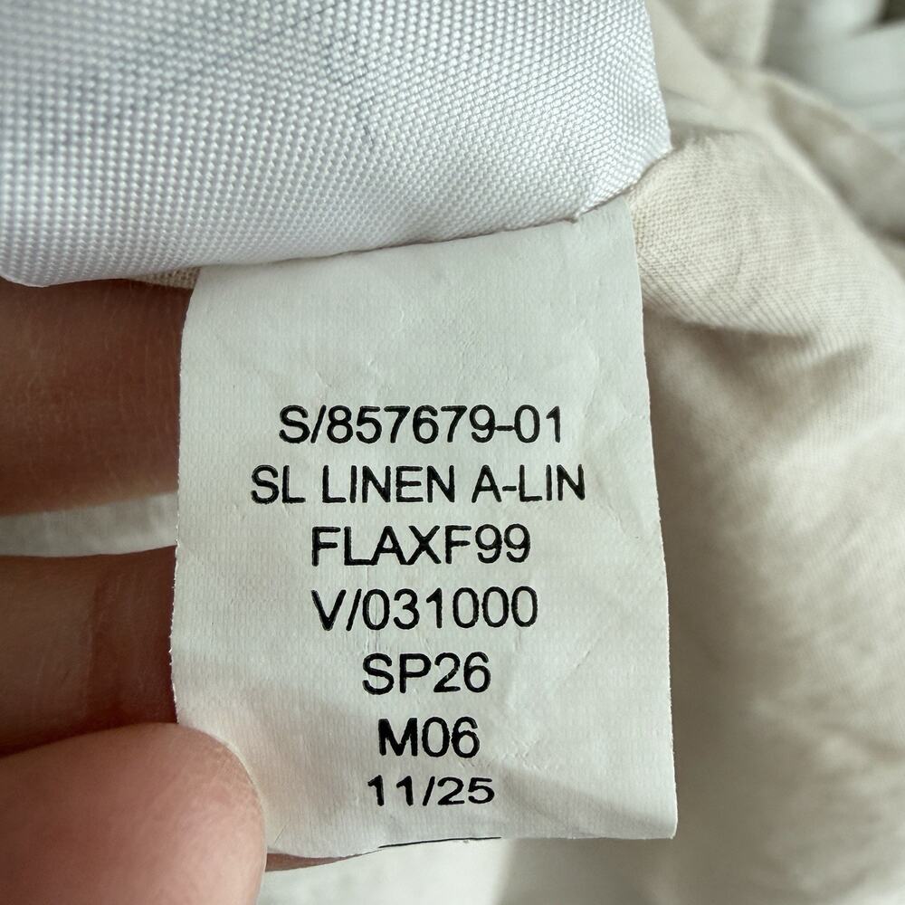 Banana Republic Dress Large Beige Linen Blend Drapey Midi Minimalist Luxury - Picture 11 of 12